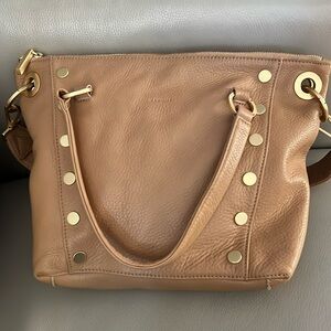 Hammitt Daniel TOAST TAN leather with brushed gold shoulder/crossbody bag